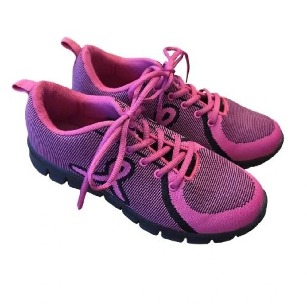 Pink Ribbon Breast Cancer Awareness Size 9 Knit Athletic‎ Sneakers Pink Black